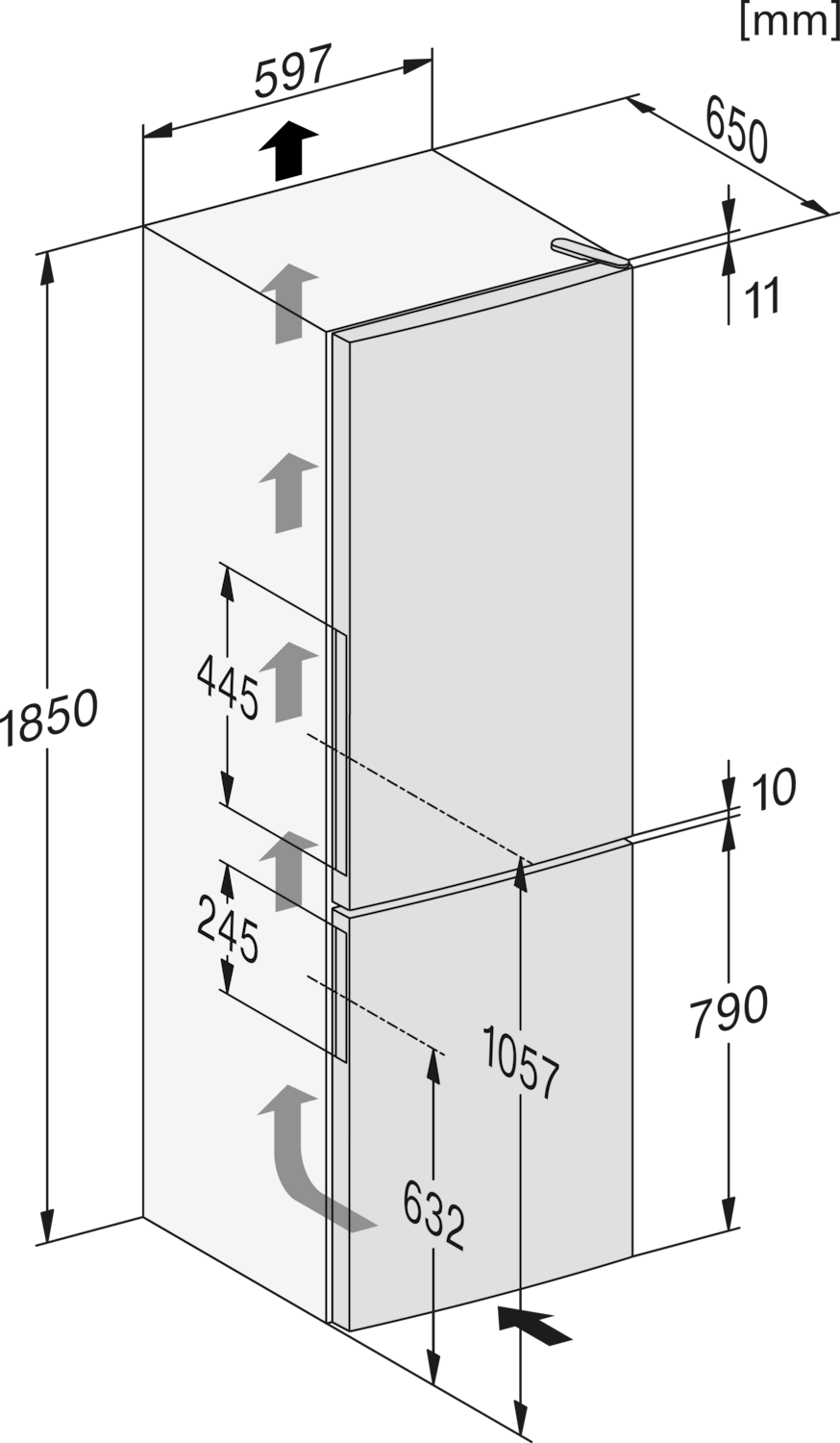 Hõbedane külmik + sügavkülmik DailyFresh funktsiooniga, kõrgus 1.86m (KD 4172 E) product photo View4 ZOOM