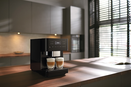 CM 6160 MilkPerfection Obsidian Black Benchtop coffee machine product photo Laydowns Detail View L