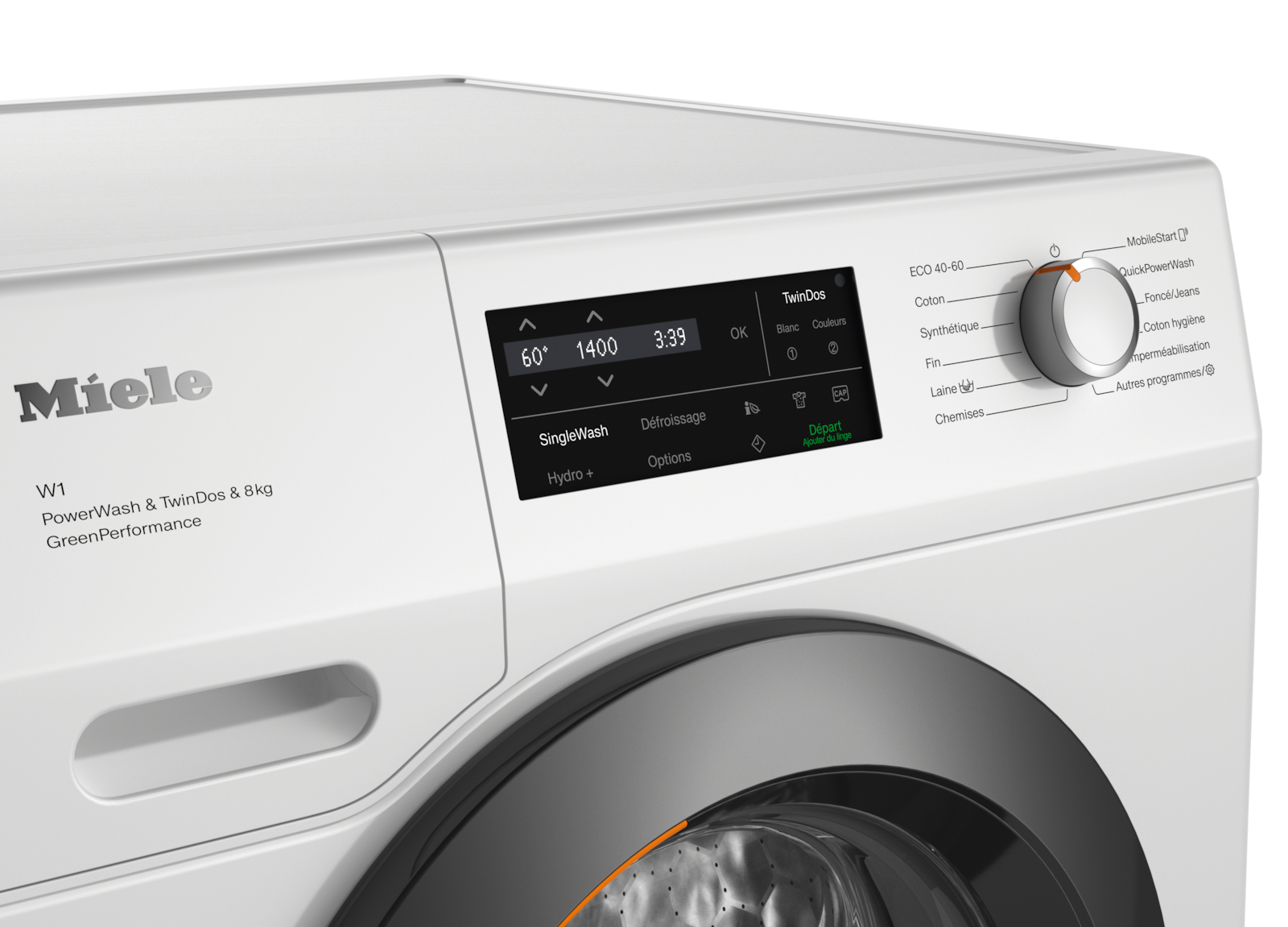 Lave-linge - WCH870 WCS PWash&TDos&8kg Blanc lotus - 4
