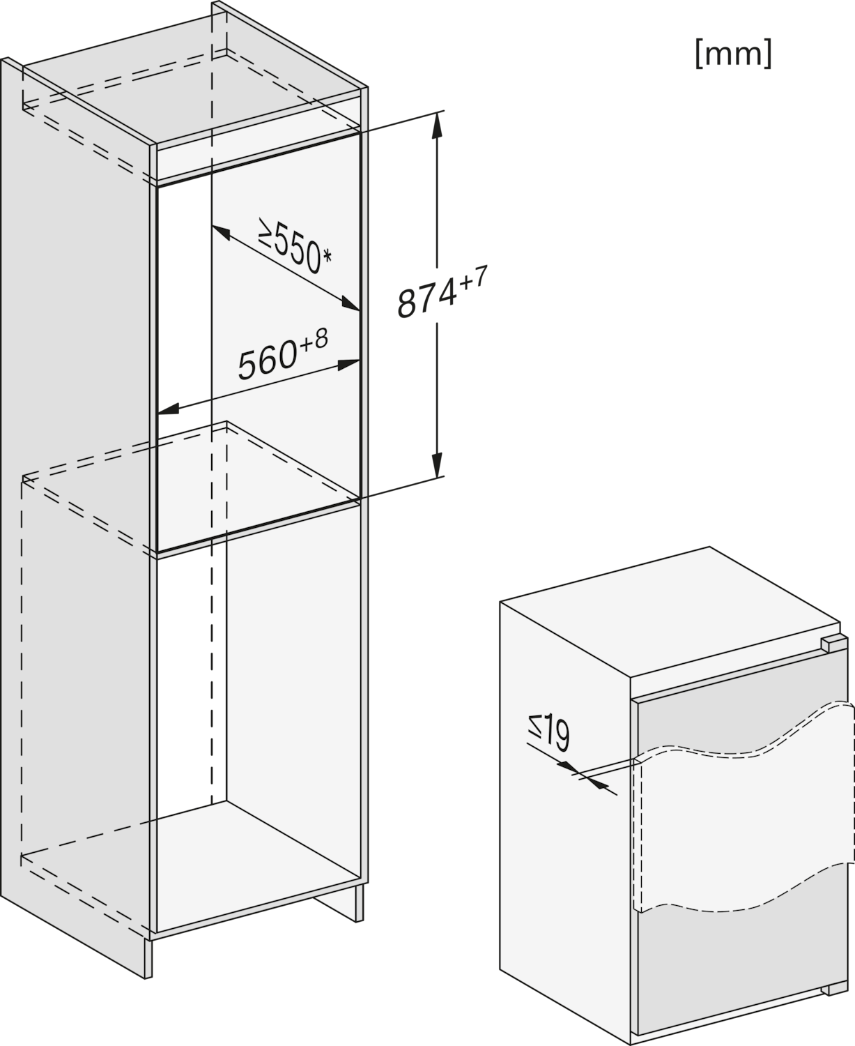 Iebūvējams ledusskapis ar automātisko intensīvo dzesēšanu, 87 cm augstums (K 7125 E) product photo View3 ZOOM