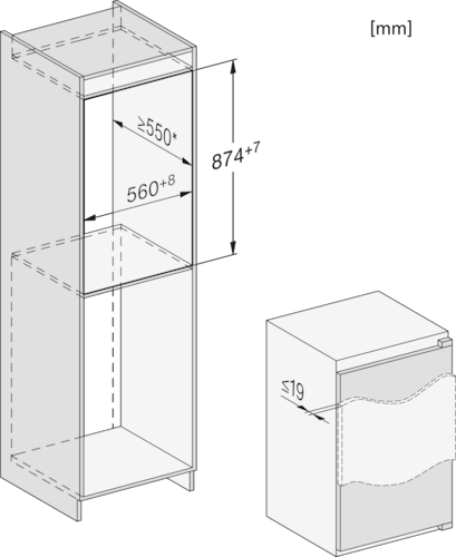 Įmontuotas šaldytuvas su automatiniu intensyviu vėsinimu, aukštis 87 cm (K 7125 E) product photo View3 L