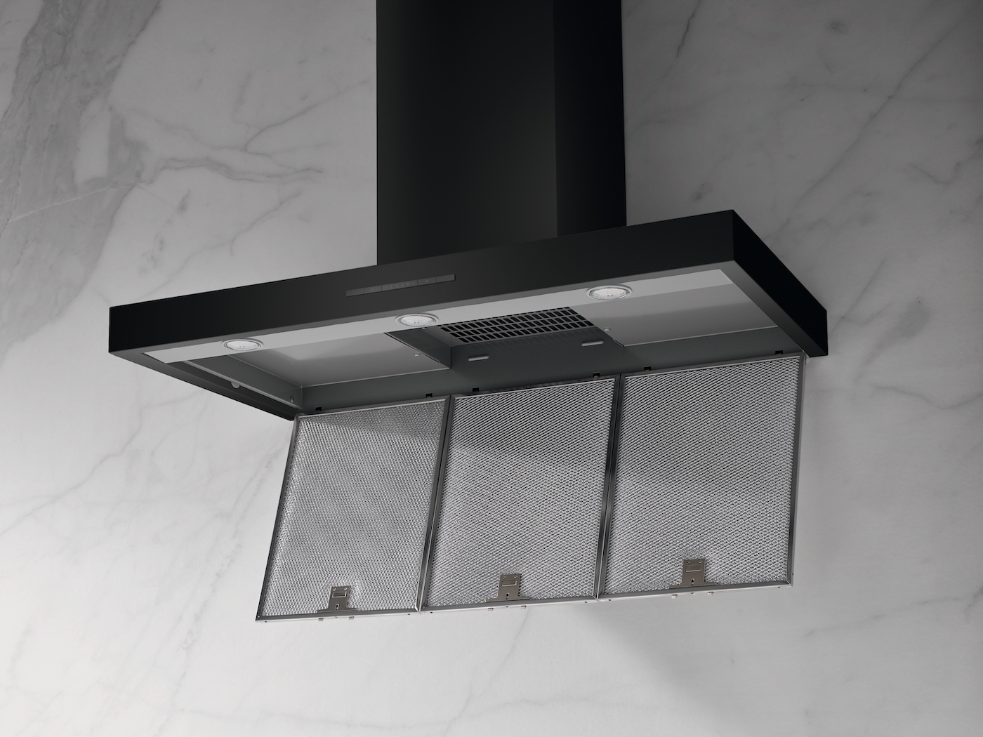 PUR98W Matte Black rangehood product photo Back View ZOOM