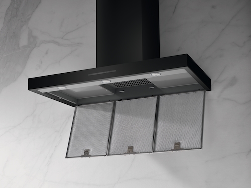 PUR98W Matte Black rangehood product photo Back View L