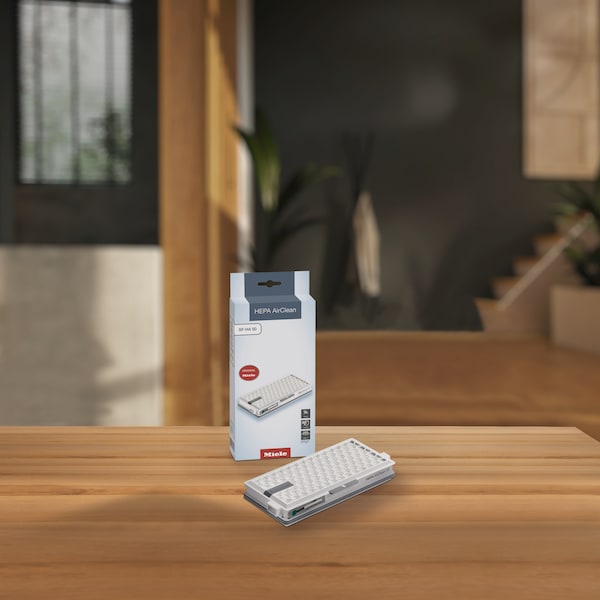 HEPA vacuum filter sitting on a table