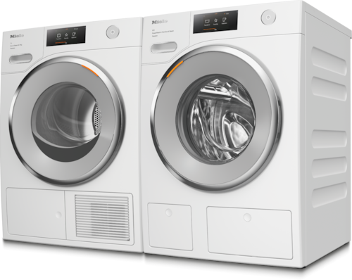 Laundry Set: WWV980 WPS Passion washing machine & TWV780 WP Passion T1 dryer product photo Back View L