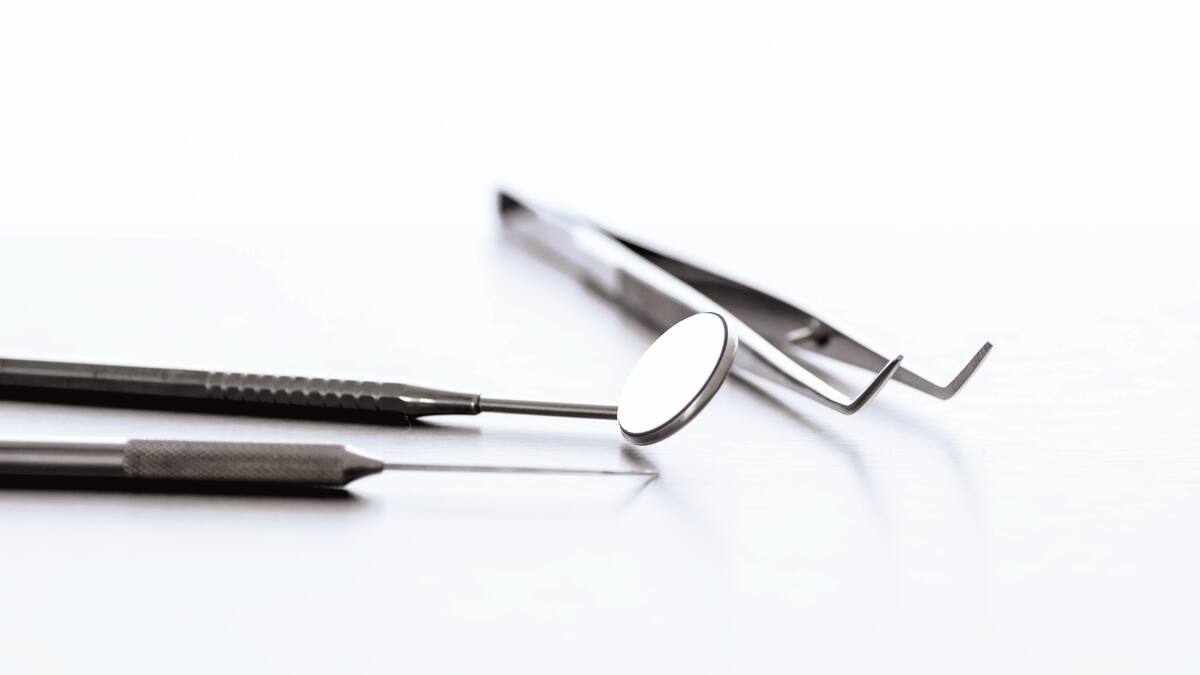 Dental instruments lying on counter