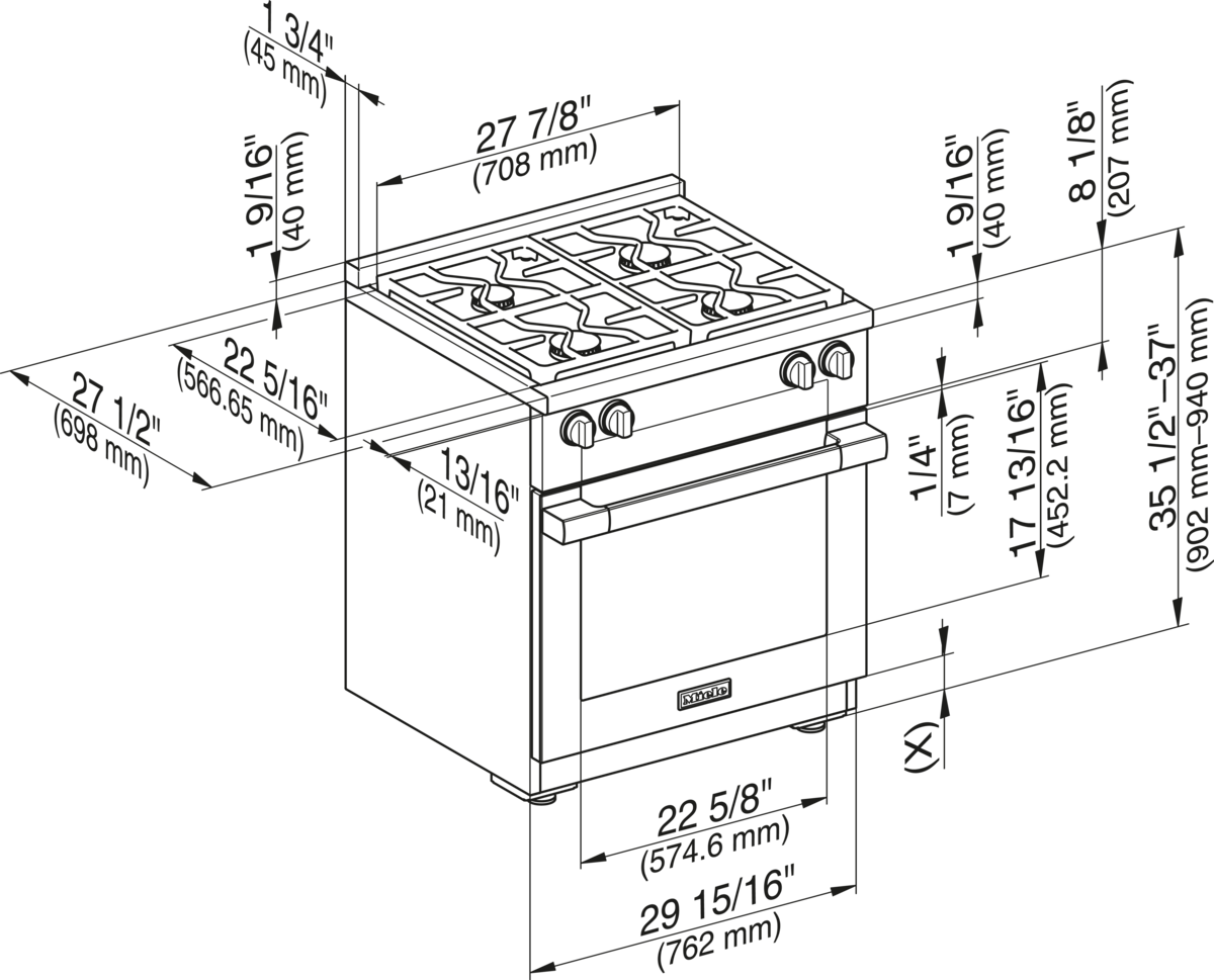 Miele HR 19243 G DF Clean Touch Steel Ranges
