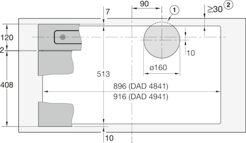 DAD 4941 Downdraft extractor product photo Installation drawing L