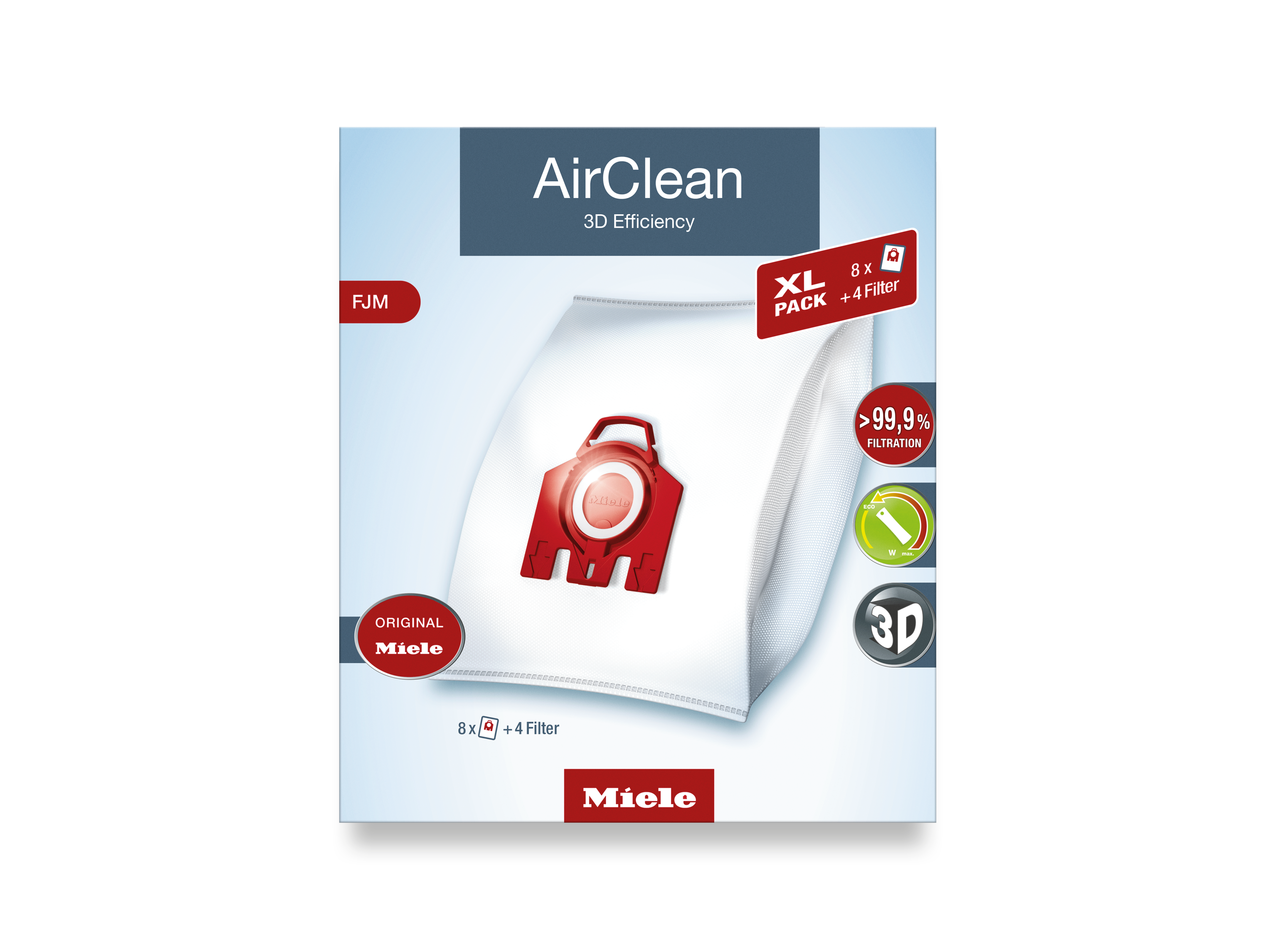 Miele AirClean 3D Efficiency Dust Bag, Type FJM, 4 Bags & 2