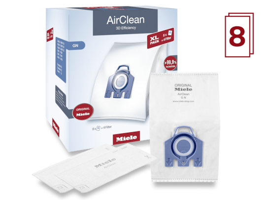 Miele HyClean GN 3D Efficiency XL Dustbags for Bagged Miele Vacuum  Cleaners, Blue,Pack of 8, 10455000
