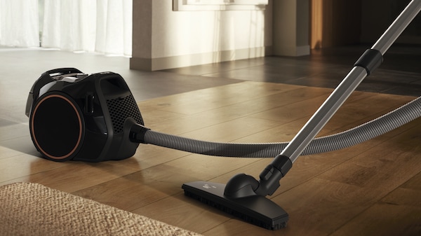 Miele boost vacuum on a living room floor