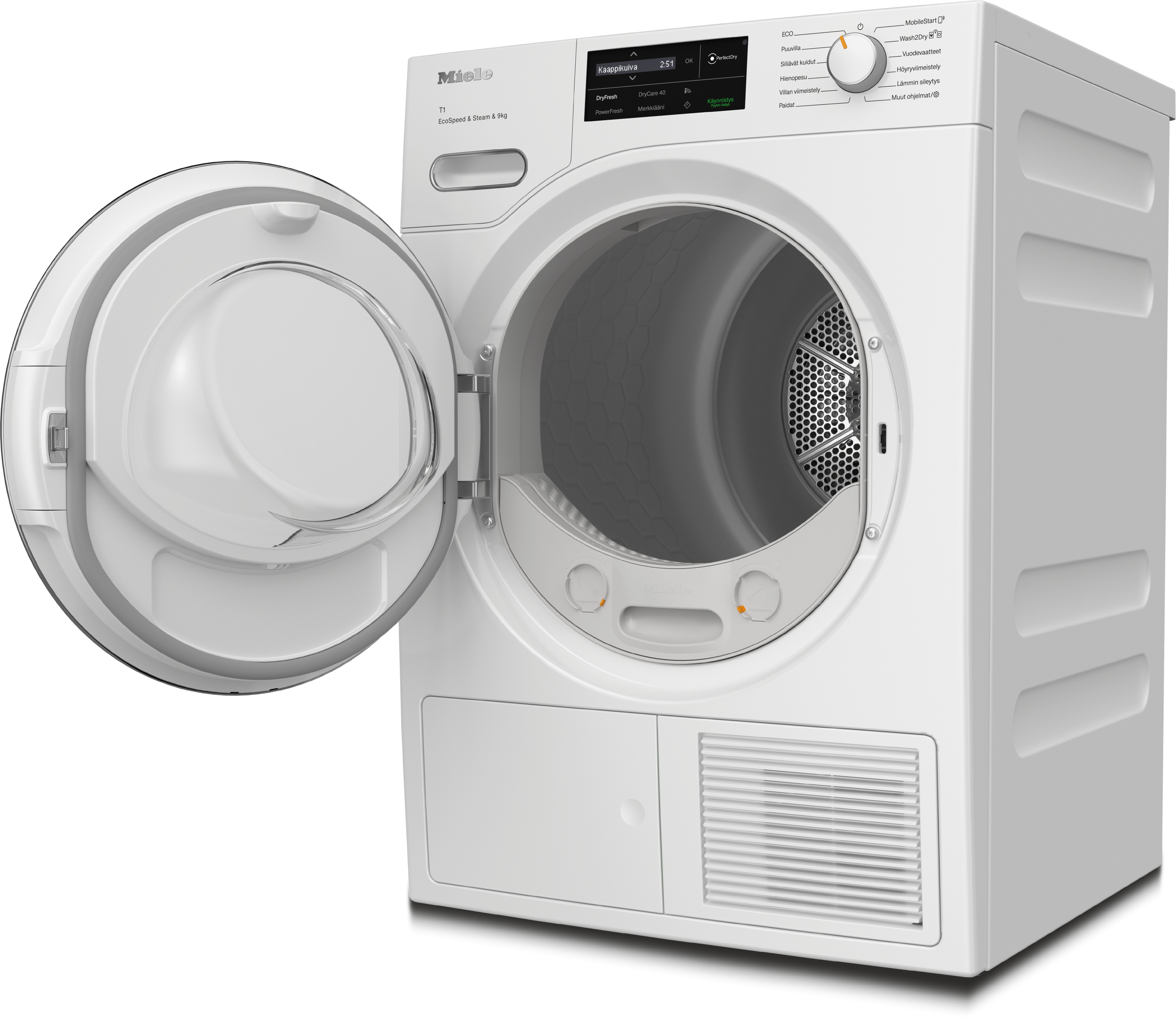 Miele - TWL680WP EcoSpeed&Steam&9kg lootusvalkoinen – Kuivausrummut - 2
