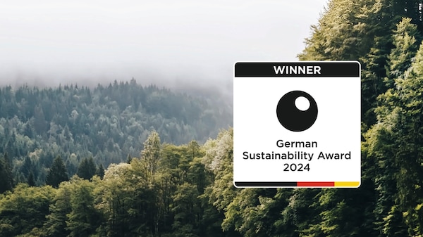 a forest and a picture of the German award Miele has wone 
