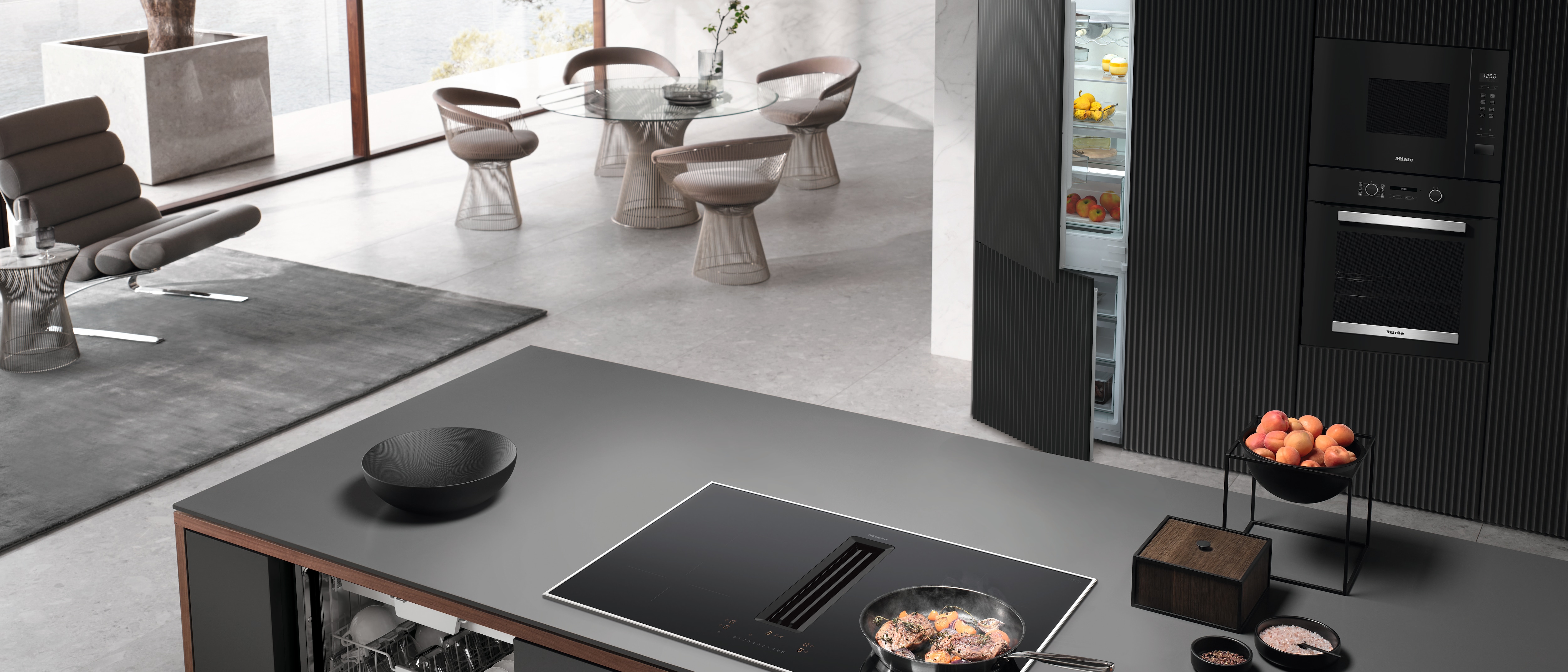 kitchen with Miele appliances working