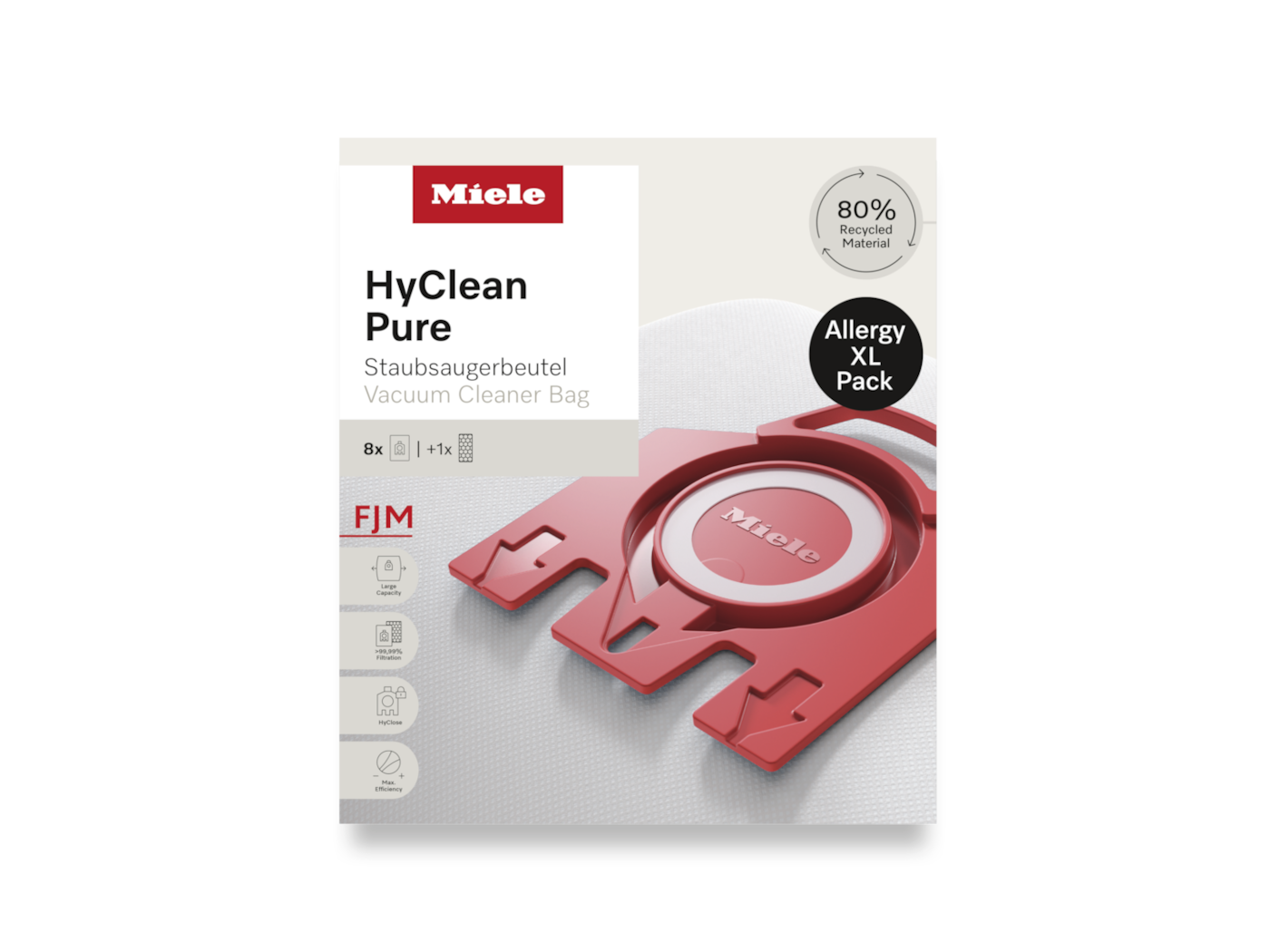 HyClean Pure FJM XL dulkių siurblio maišeliai + HEPA AirClean filtras product photo