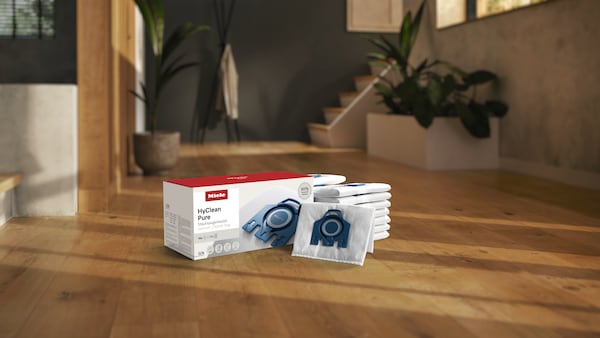 Miele dustbags on a living room floor