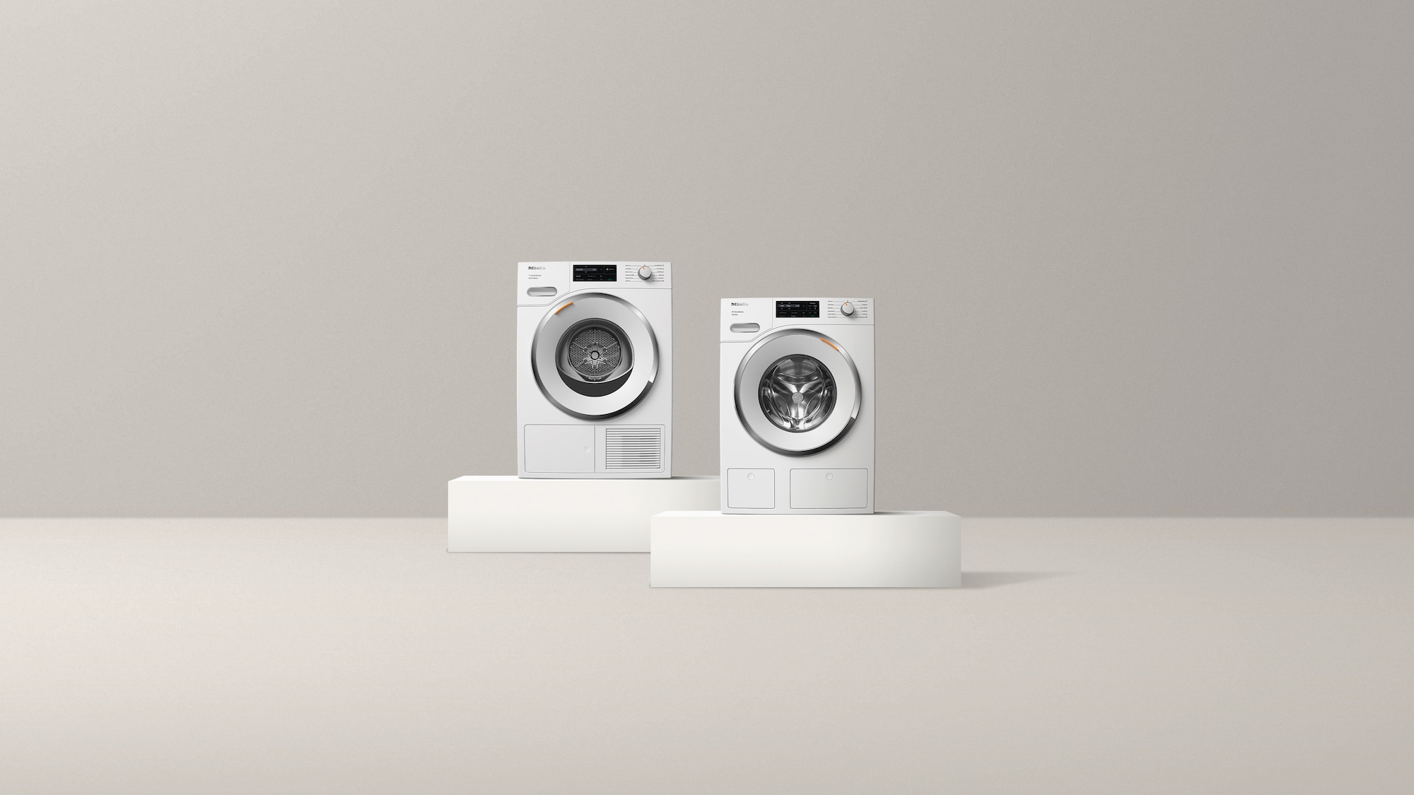 White washer and dryer pair