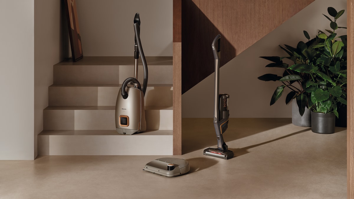 staircase with Miele vacuums on it