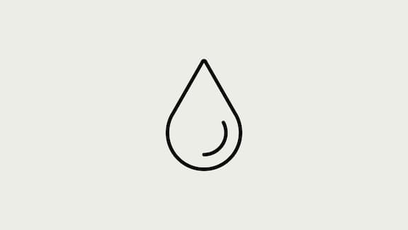 A black icon of a drop of water on a grey background.