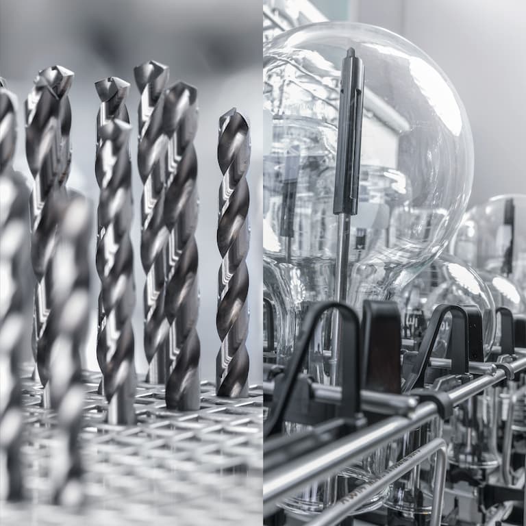 des pièces industrielles et de la verrerie