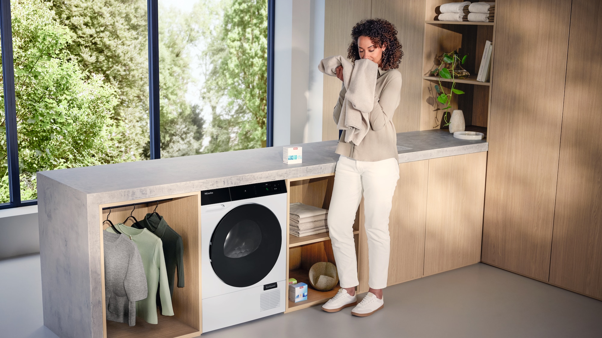 Image of laundry bags in front of Miele washing machine