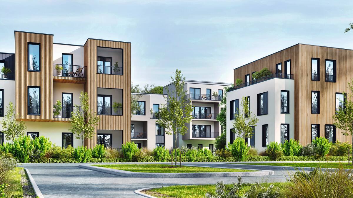 Modern residential building in a green area