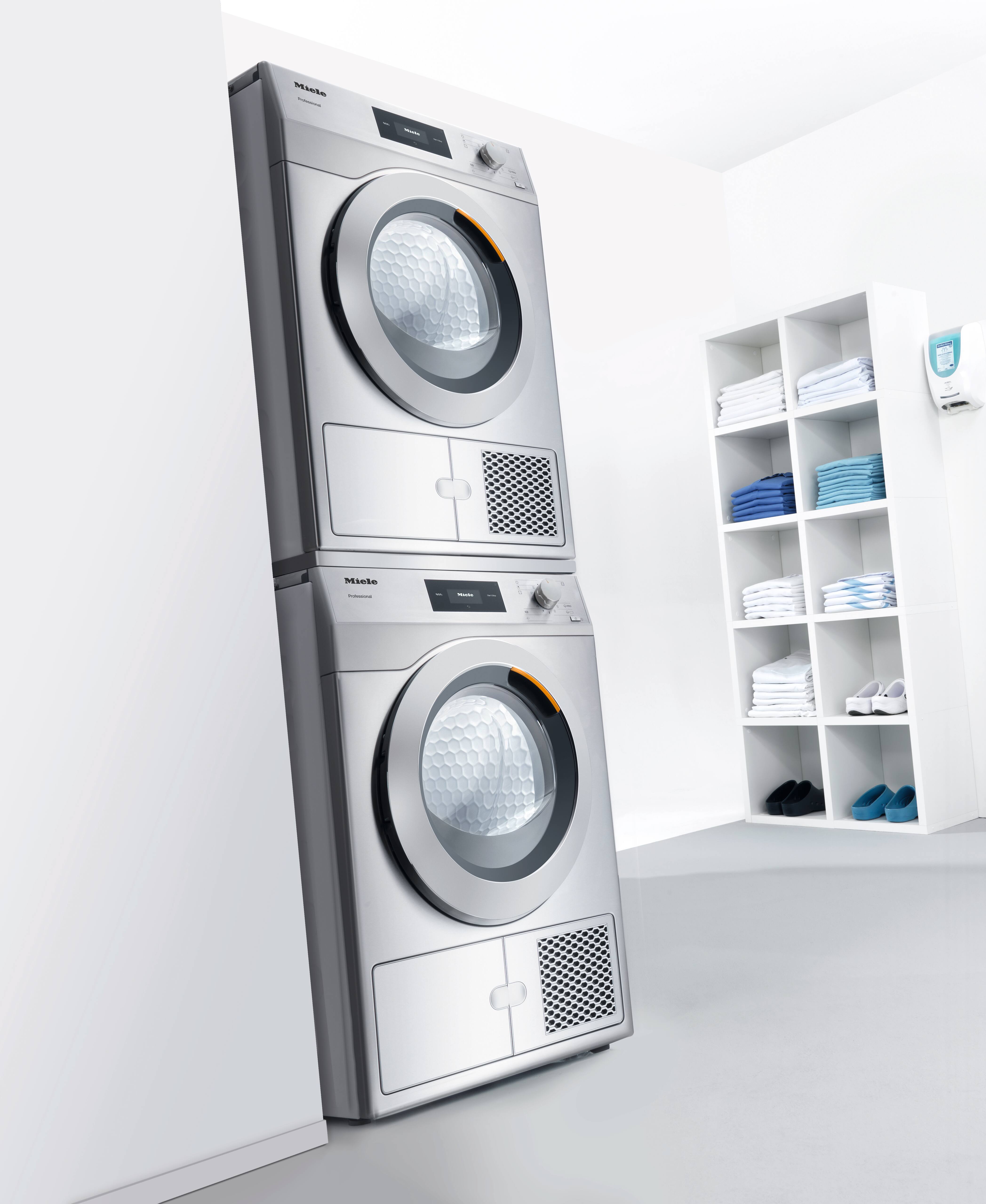 Miele Professional Little Giants washing machines in a clinic laundry