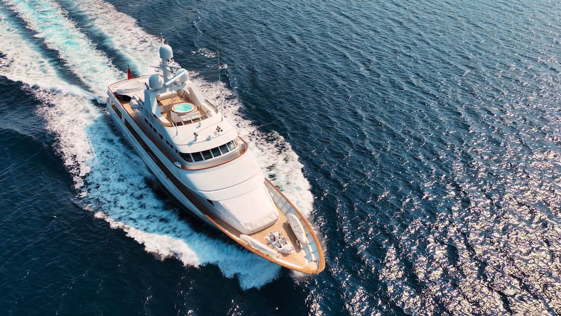 Yacht sailing across the sea.