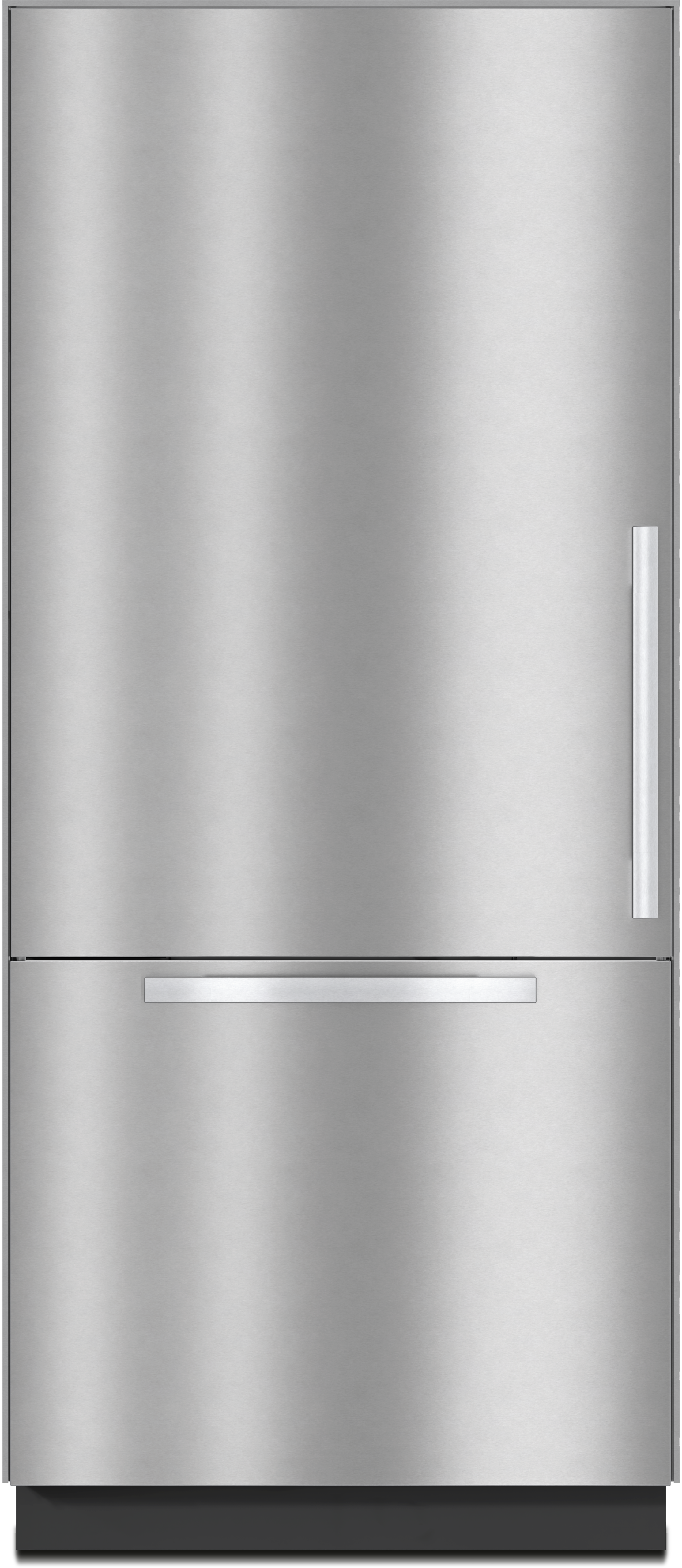 A stainless-steel bottom mount refrigerator A stainless-steel bottom mount refrigerator