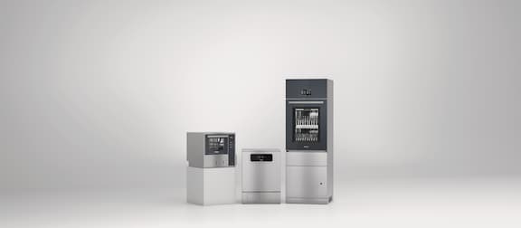 Range of Miele Professional washer disinfectors for the medical and dental sectors, including PWD 8534, PWD 8683, and PWD 7121.