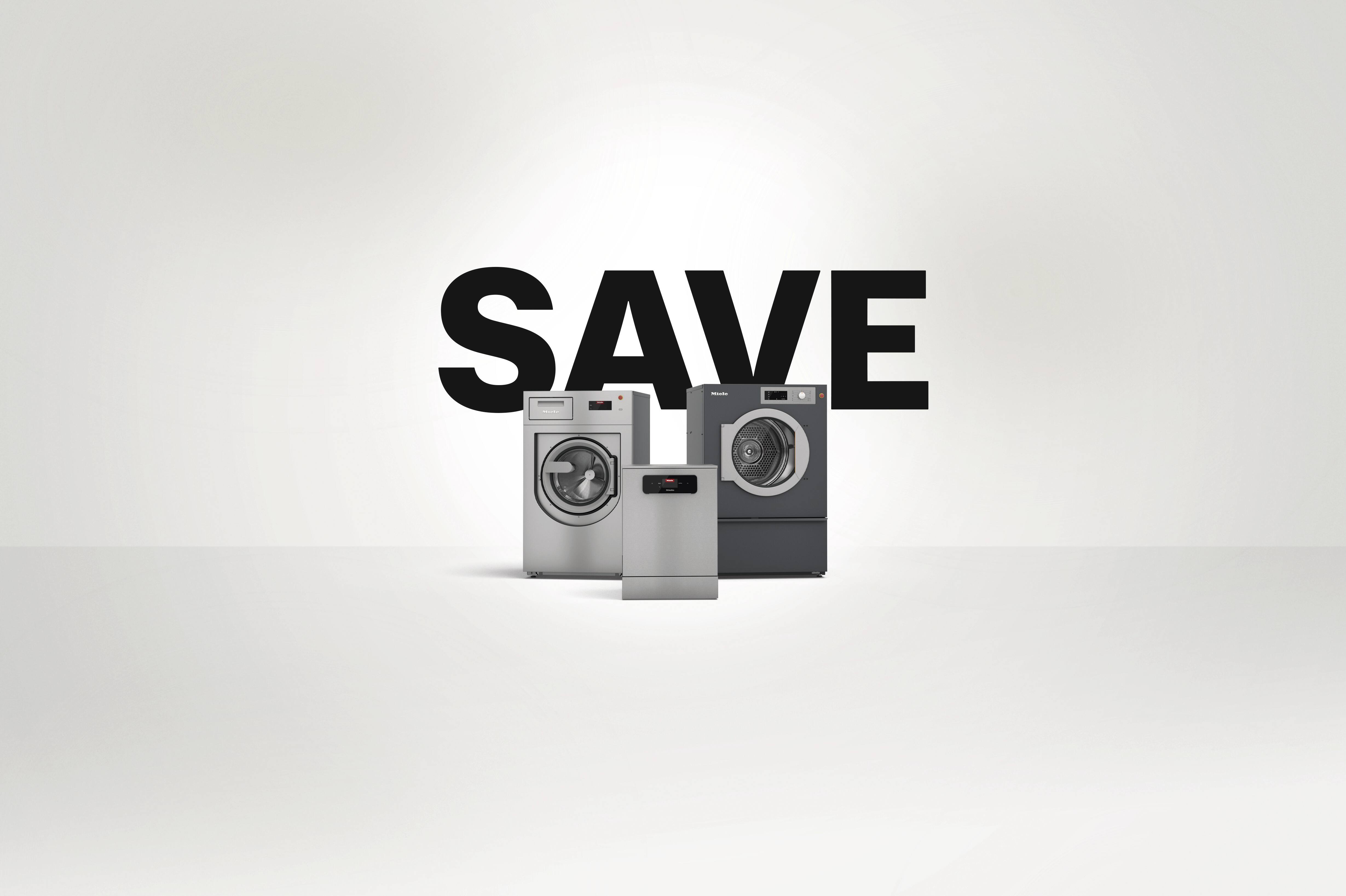 A red background where the 125 years of Miele logo is often repeated.