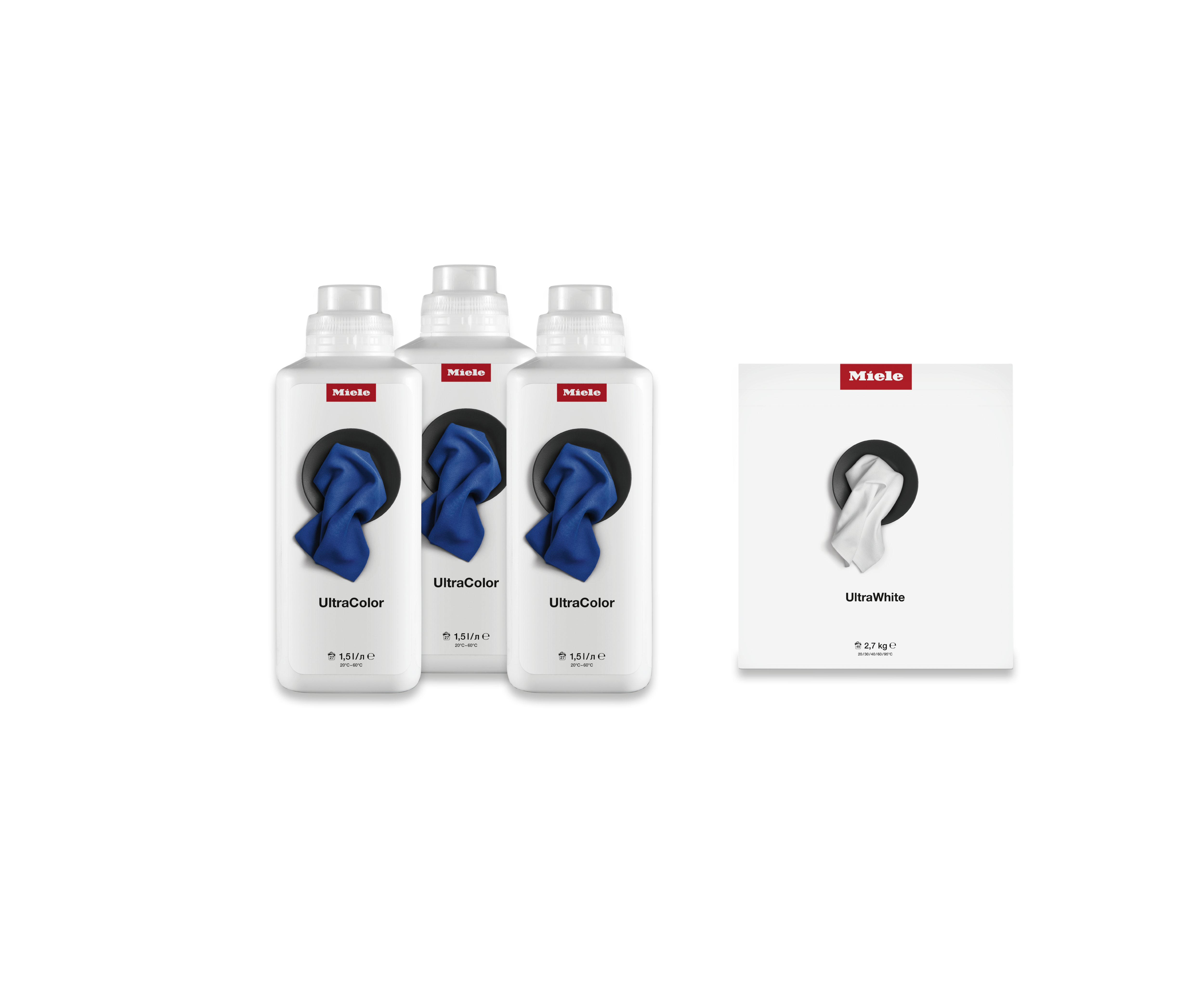 Lessive liquide UltraColor et lessive en poudre UltraWhite de Miele