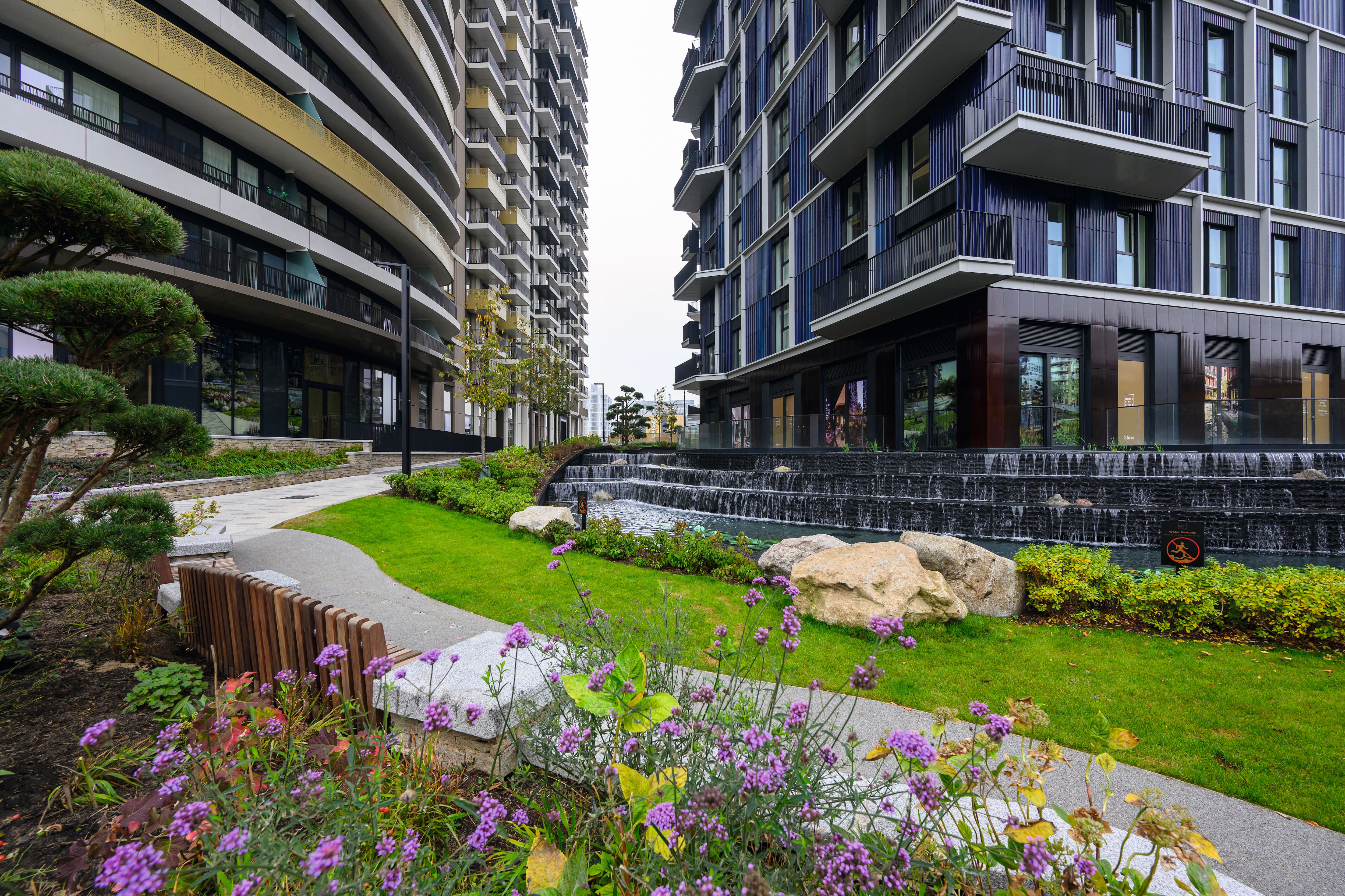 Modern building with a garden outside