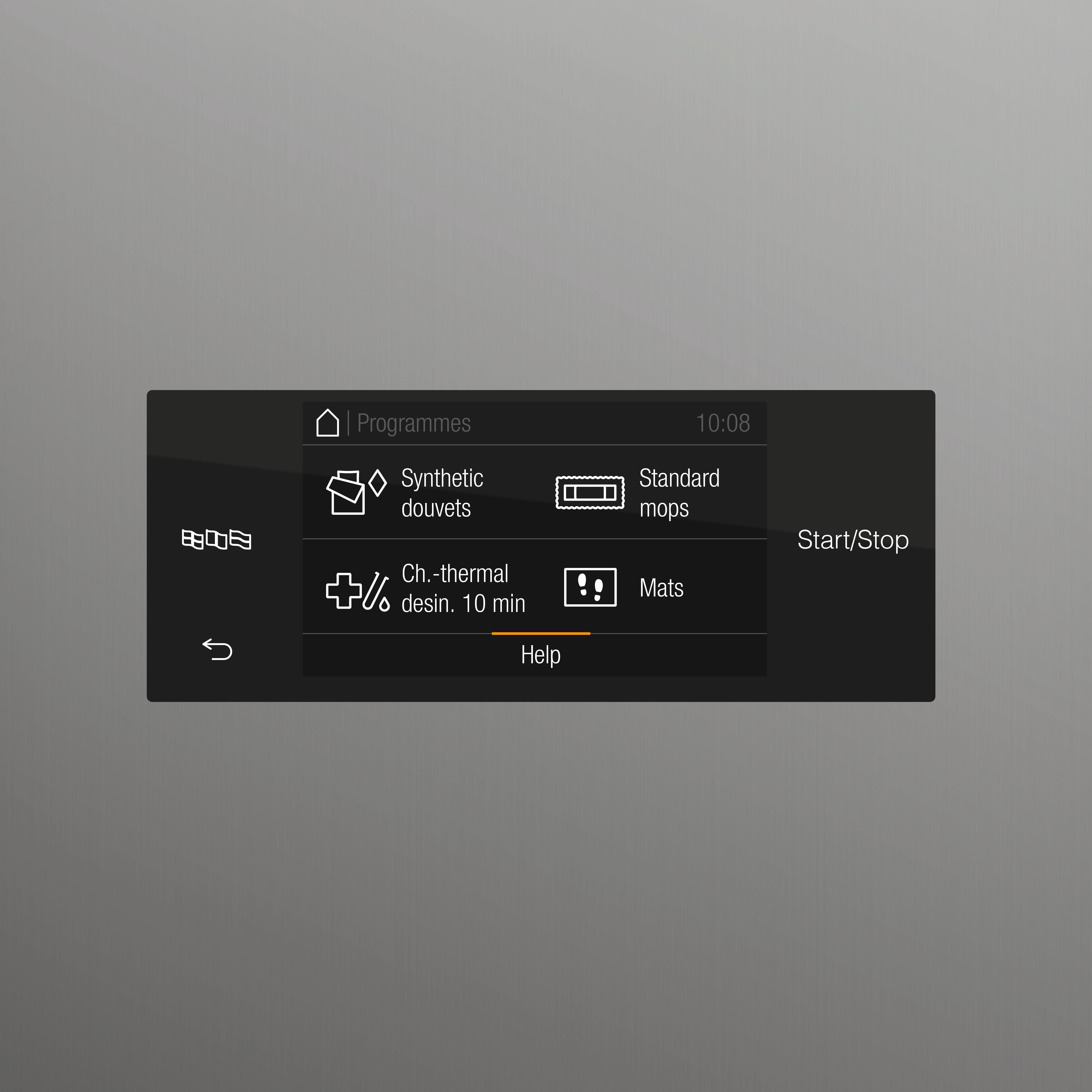 View of the programme selection on the Miele Benchmark Performance Plus washing machine.