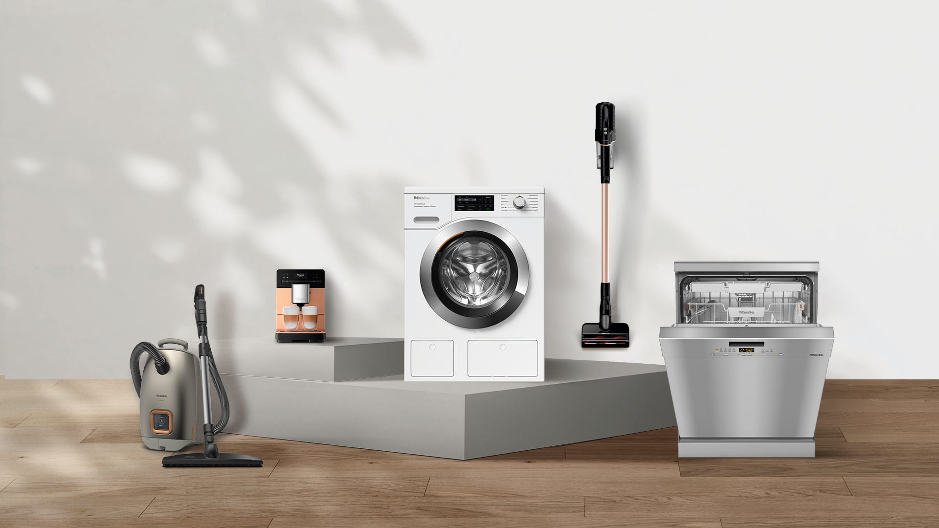 Aspirateur, machine à café, lave-linge, aspirateur balai et lave-vaisselle Miele en solde