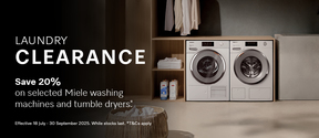 Save 20%* off selected Miele washing machines and tumble dryers