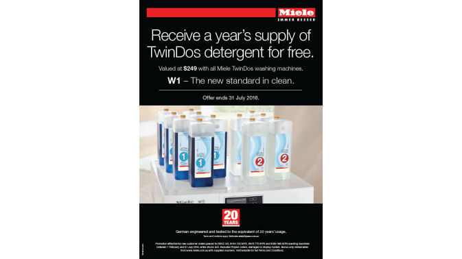 Miele TwinDos year's supply detergent promotion Feb-Jul 16