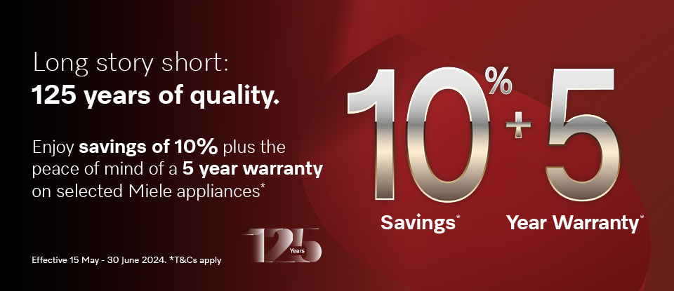 Miele 10% off + 5 year warranty offer