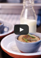 Miele Lemon and wattle seed pudding, soured cream