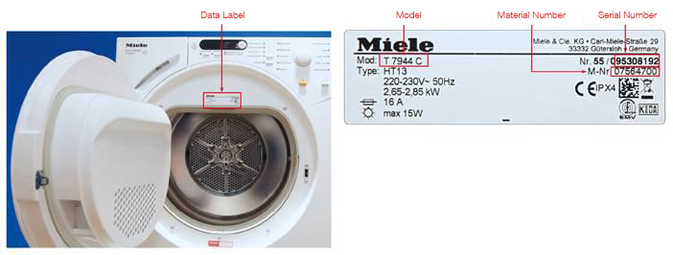 Miele Dataplate Tumble Dryers