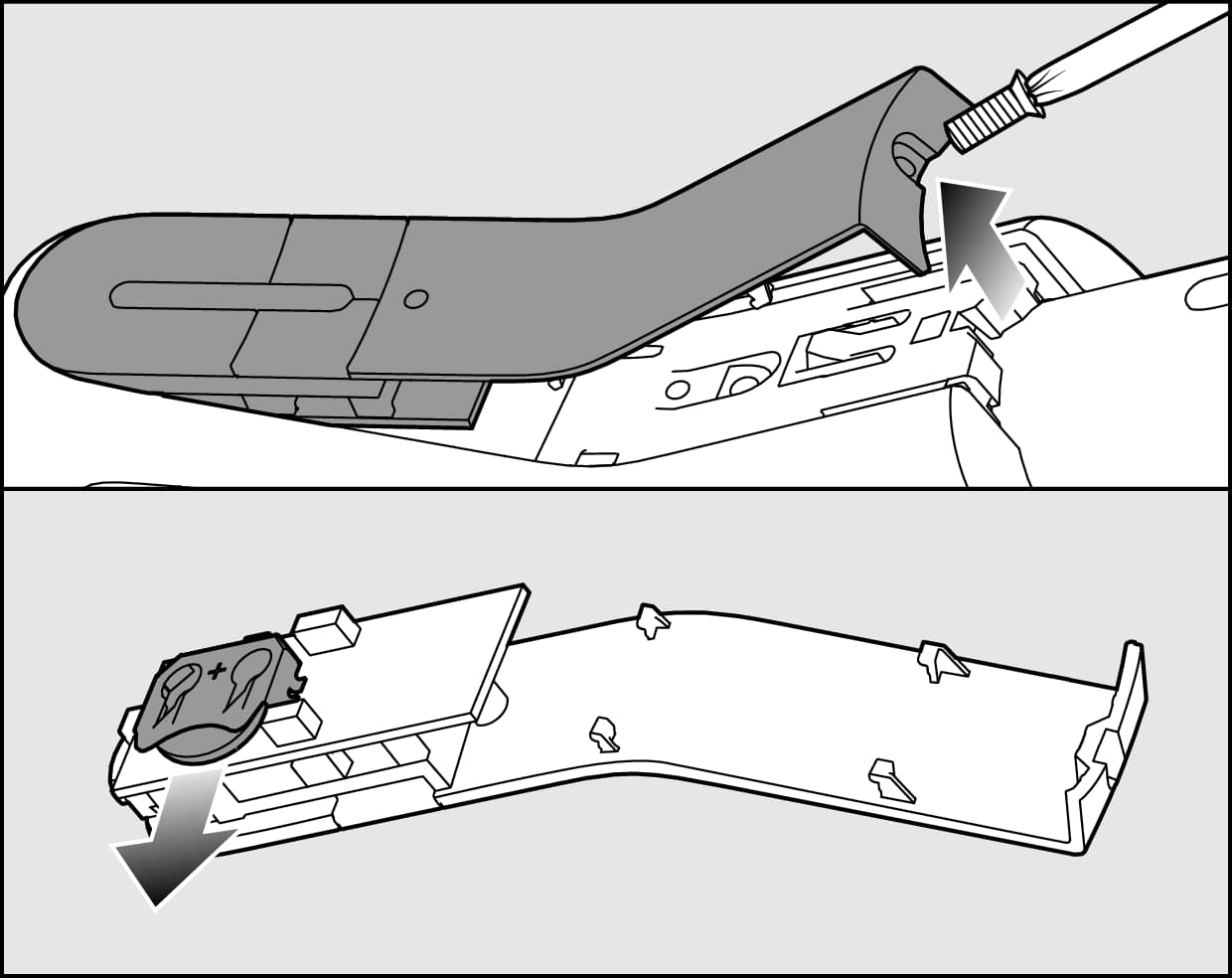 Undo and remove the retaining screw on the battery compartment cover with a Torx screwdriver | Replacing the Comfort radio-controlled handle 2.0 battery | Miele canister vacuum cleaner