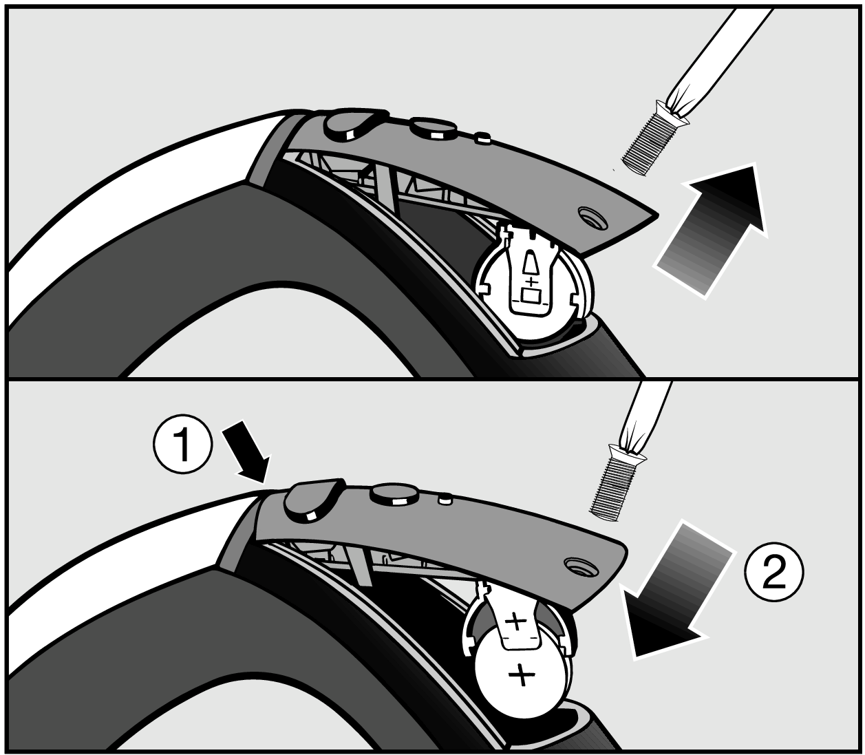 Undo the retaining screw on the battery compartment cover using a Phillips screwdriver and then remove the cover | Replacing the battery | Handle controls
