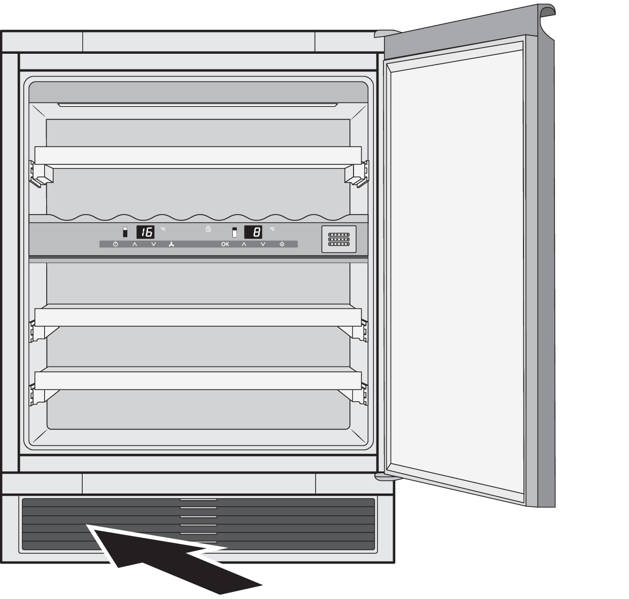 Position | Ventilation grille | Built-under wine unit