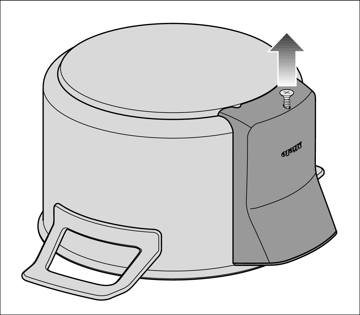Schraube unter der Abdeckung rausdrehen | Batterien wechseln | Miele M Sense Topf